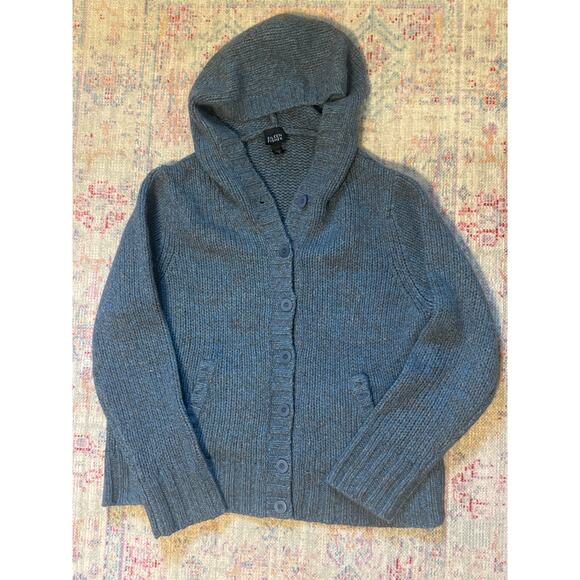 Eileen Fisher Wool Cashmere Blend Hooded Button Front Cardigan Medium - Picture 1 of 8